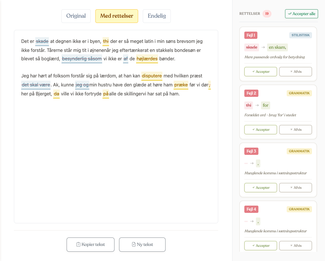 RetMinTekst interface